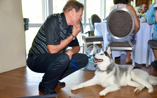 Rob Lerner Photos - Rob at a charity fundraiser for Paw Works with 'Zeus, the Warrior Dog'