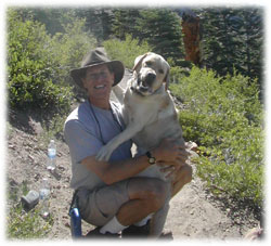 Rob and his award-winning companion Sunny in Mammoth